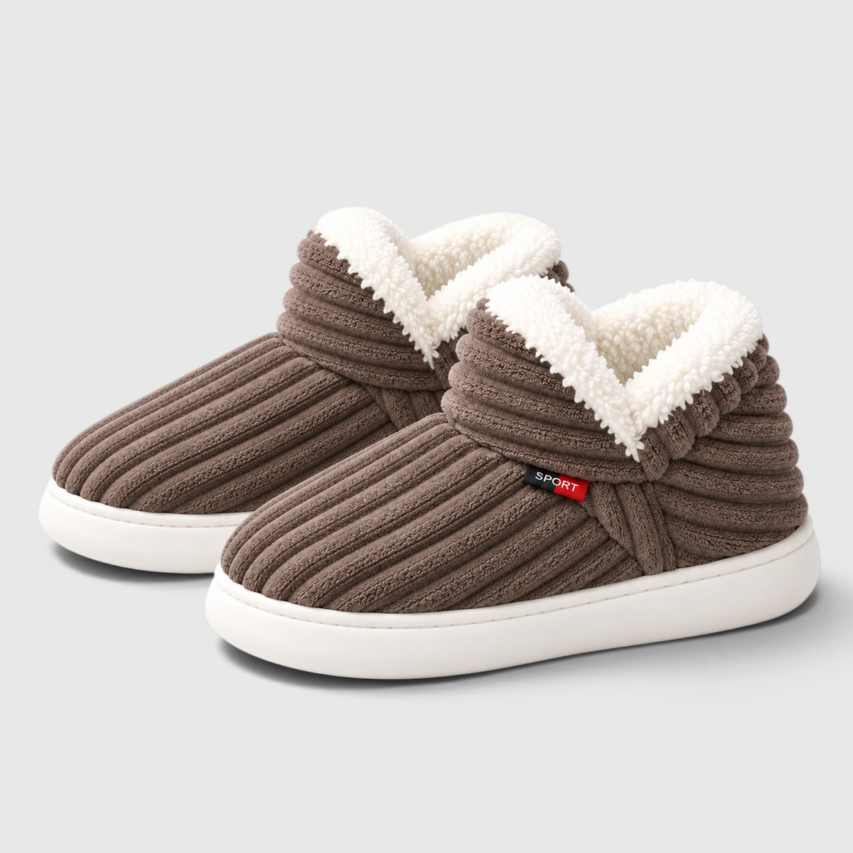Chaussons Montants Fourrés en Velours Côtelé Femme & Homme – Bottines Douces et Chaudes à Semelle Antidérapante