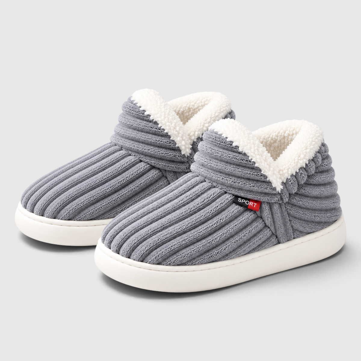 Chaussons Montants Fourrés en Velours Côtelé Femme & Homme – Bottines Douces et Chaudes à Semelle Antidérapante