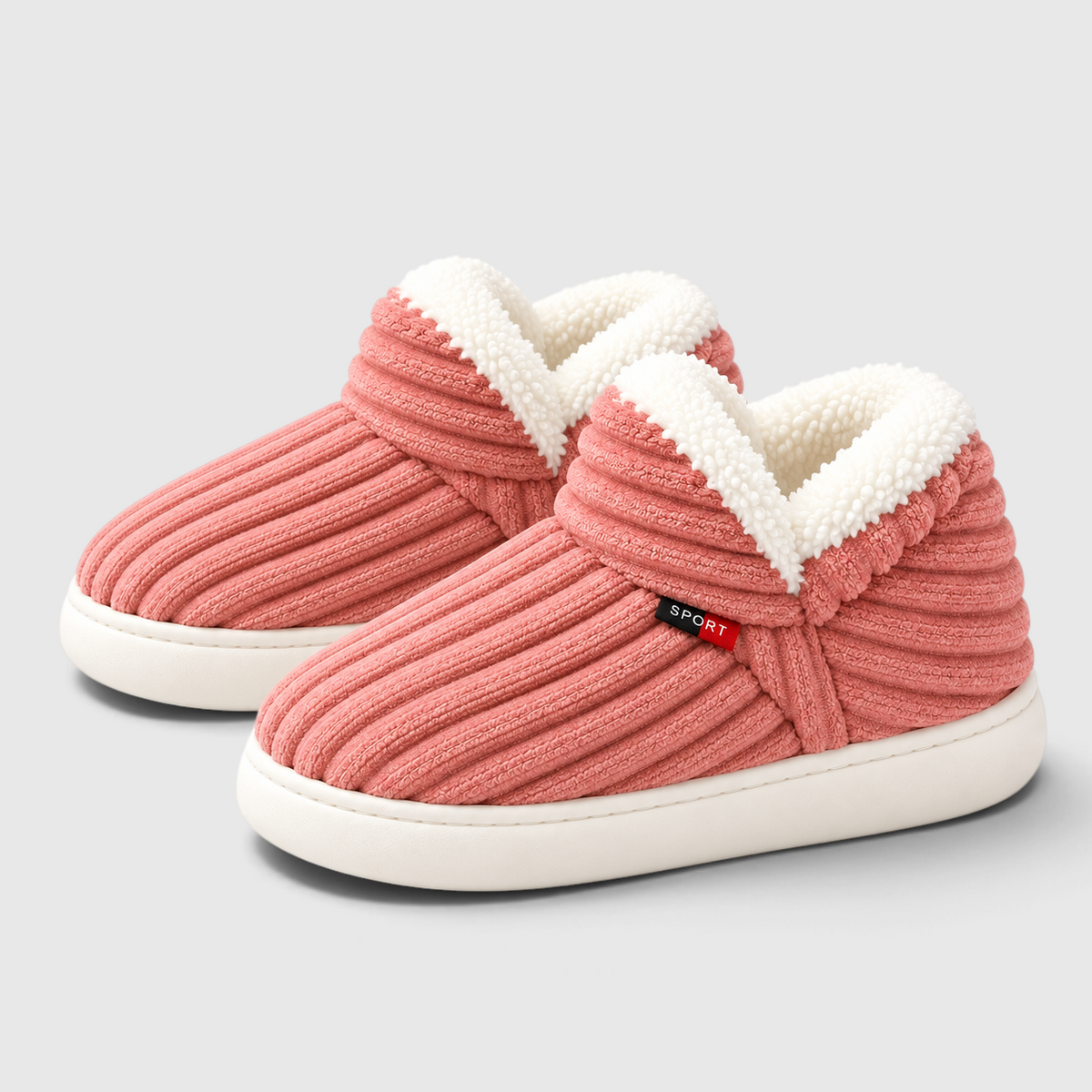Chaussons Montants Fourrés en Velours Côtelé Femme & Homme – Bottines Douces et Chaudes à Semelle Antidérapante