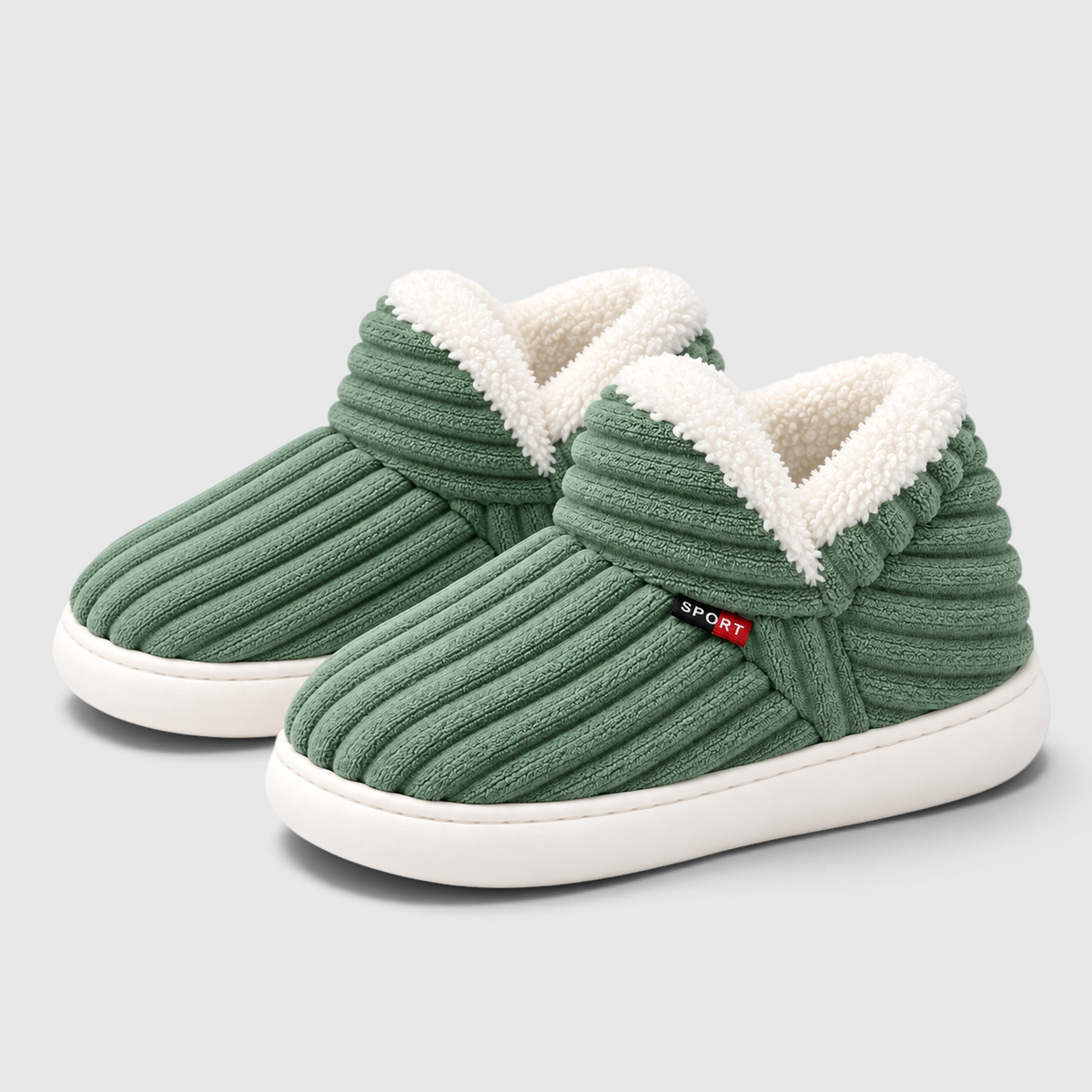 Chaussons Montants Fourrés en Velours Côtelé Femme & Homme – Bottines Douces et Chaudes à Semelle Antidérapante