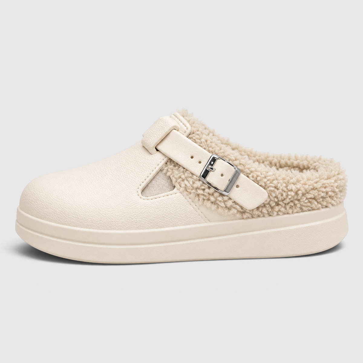 Mules Fourrées Imperméables Femme – Chaussons EVA Chauds à Boucle, Semelle Épaisse Antidérapante