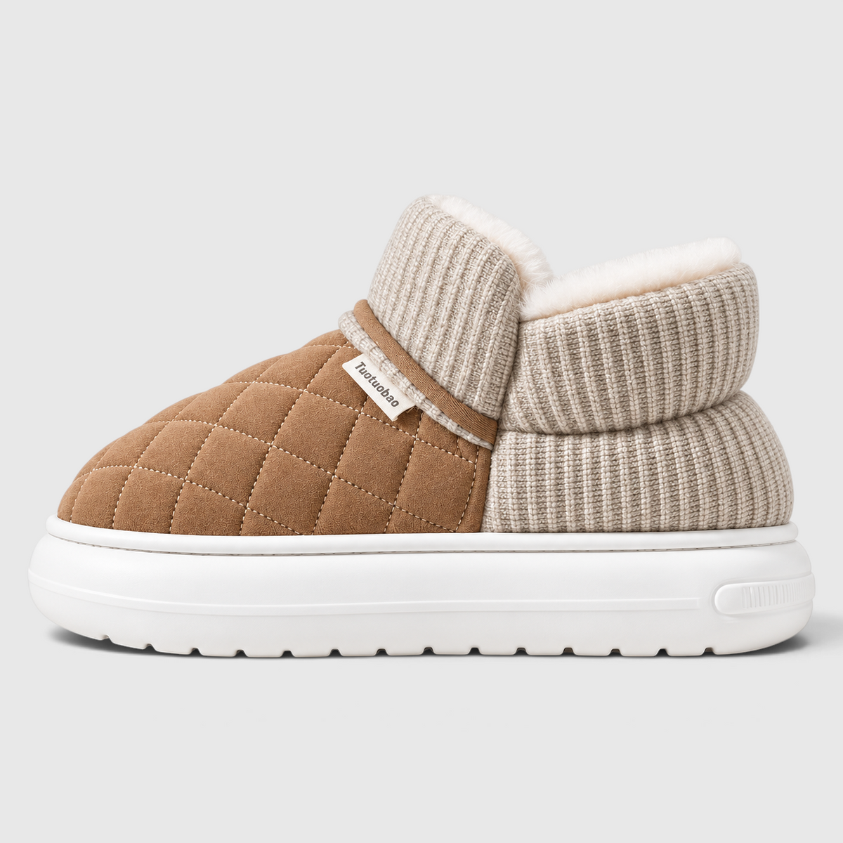 Chaussons Fourrés Femme – Chaussures Chaudes d’Hiver à Semelle Épaisse Antidérapante