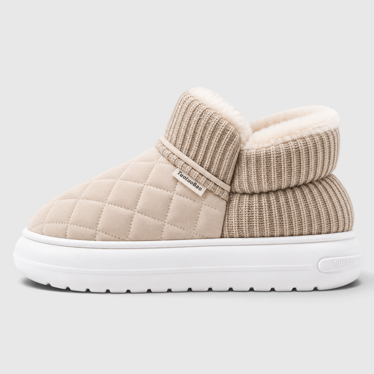 Chaussons Fourrés Femme – Chaussures Chaudes d’Hiver à Semelle Épaisse Antidérapante