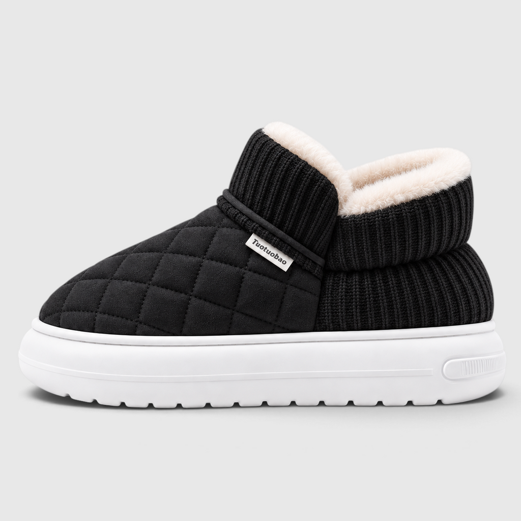 Chaussons Fourrés Femme – Chaussures Chaudes d’Hiver à Semelle Épaisse Antidérapante