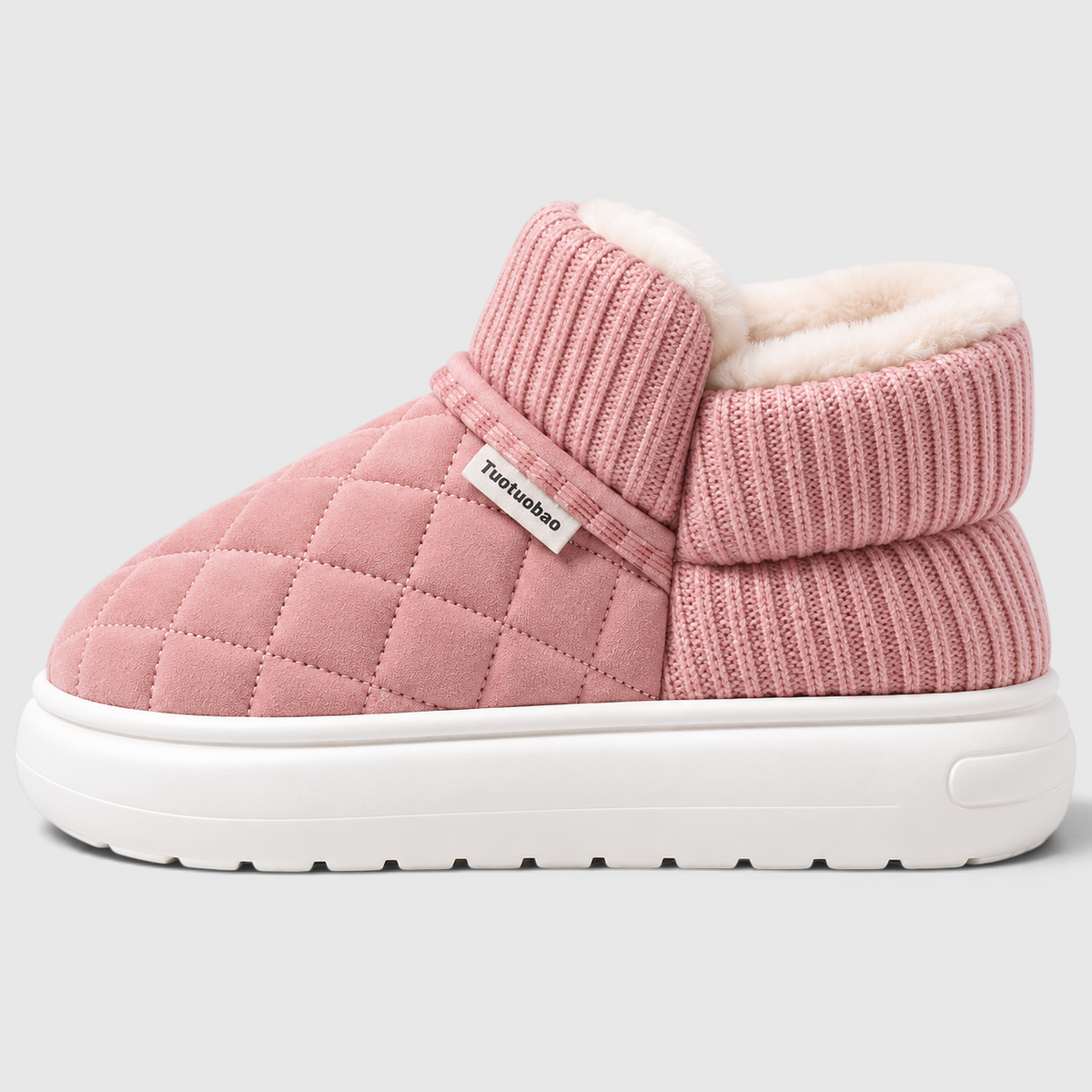 Chaussons Fourrés Femme – Chaussures Chaudes d’Hiver à Semelle Épaisse Antidérapante