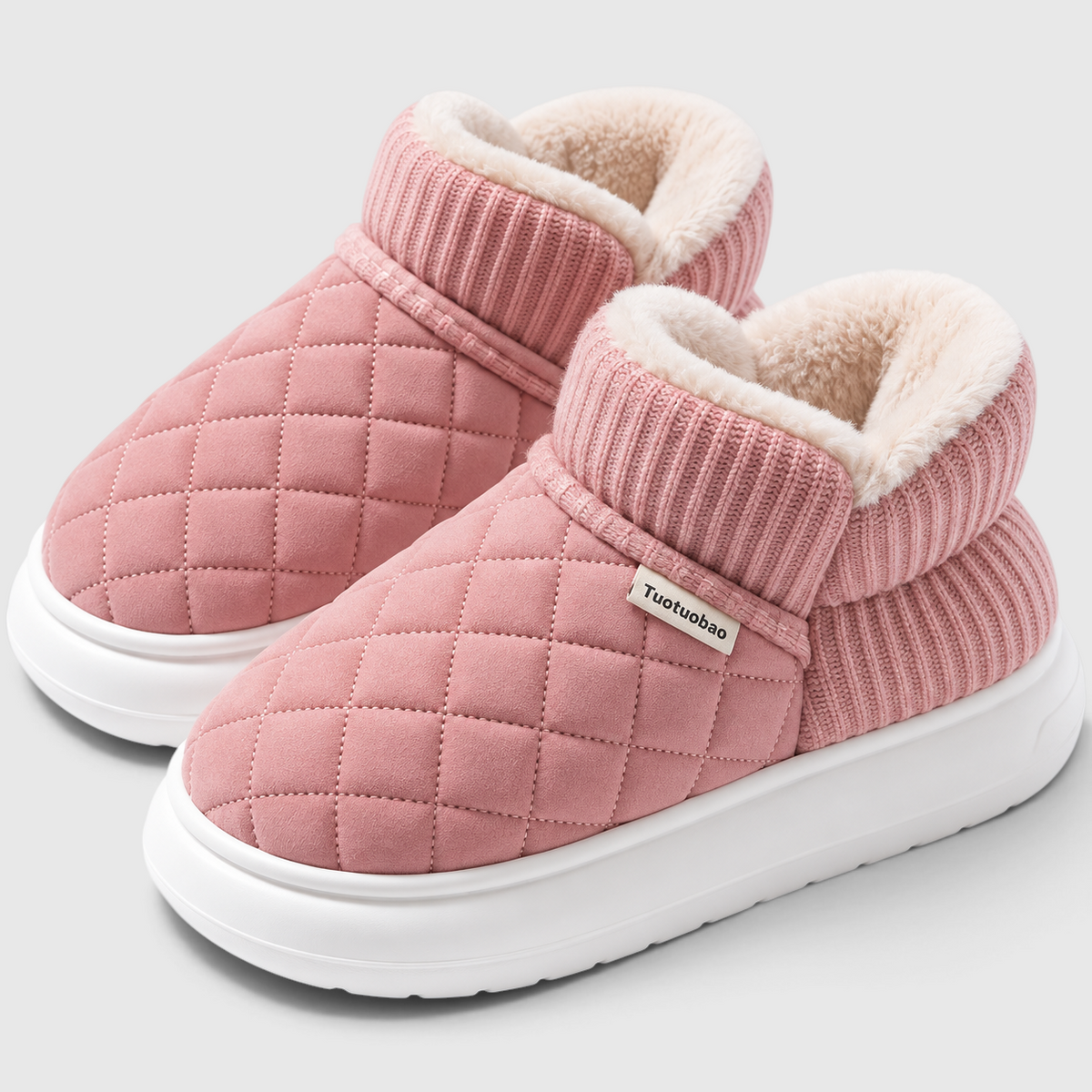 Chaussons Fourrés Femme – Chaussures Chaudes d’Hiver à Semelle Épaisse Antidérapante