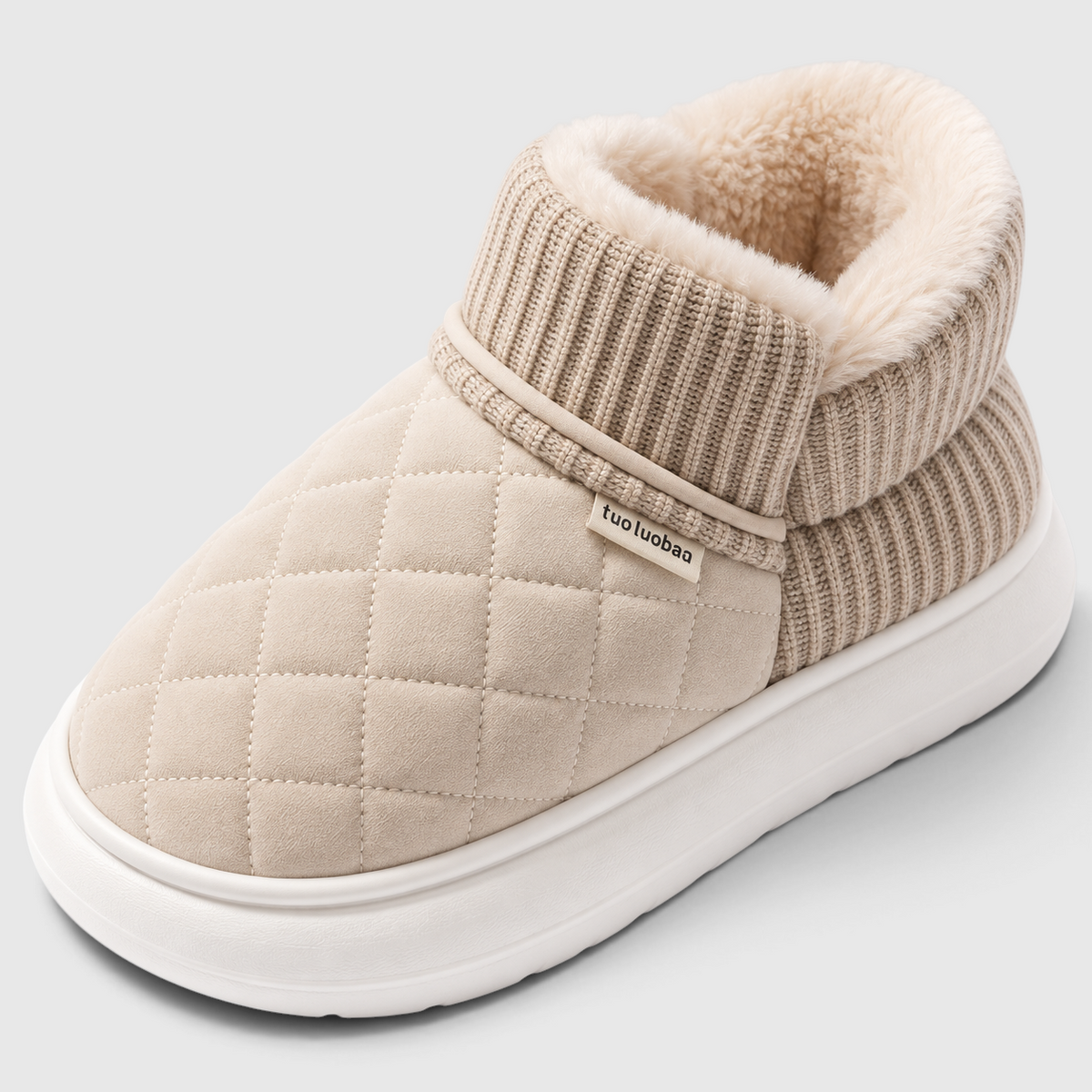 Chaussons Fourrés Femme – Chaussures Chaudes d’Hiver à Semelle Épaisse Antidérapante