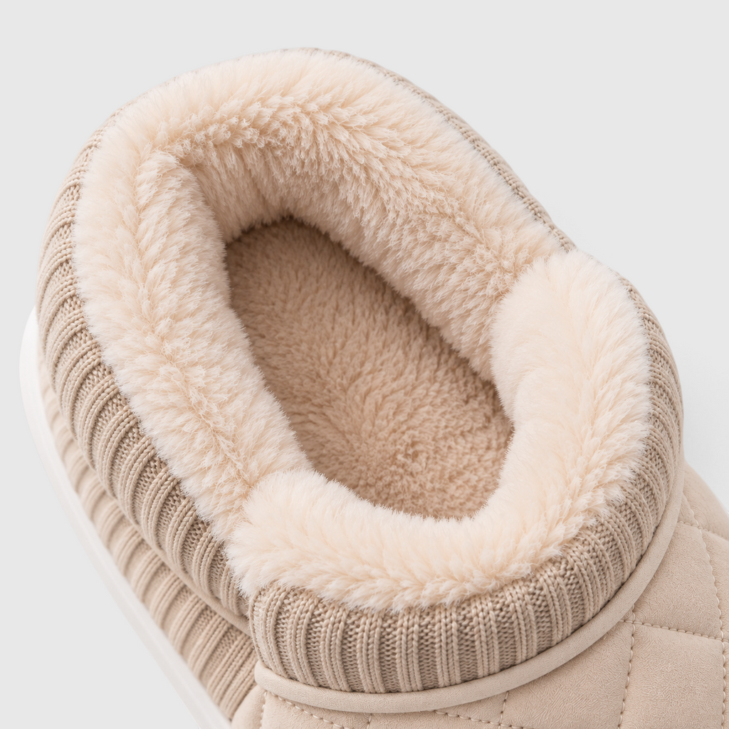 Chaussons Fourrés Femme – Chaussures Chaudes d’Hiver à Semelle Épaisse Antidérapante