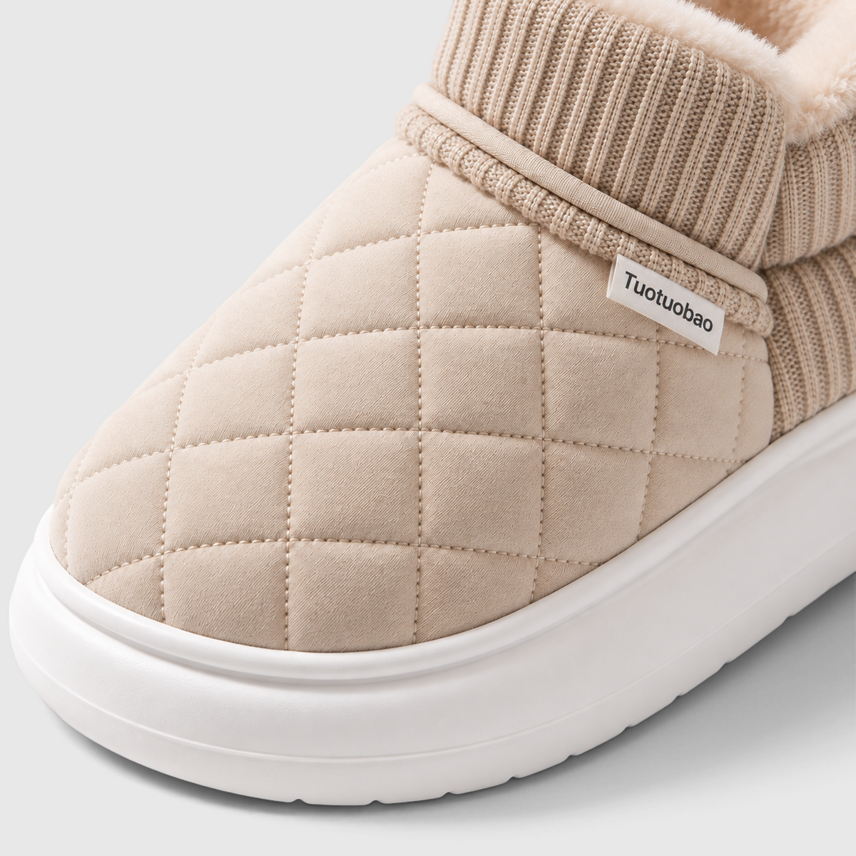 Chaussons Fourrés Femme – Chaussures Chaudes d’Hiver à Semelle Épaisse Antidérapante