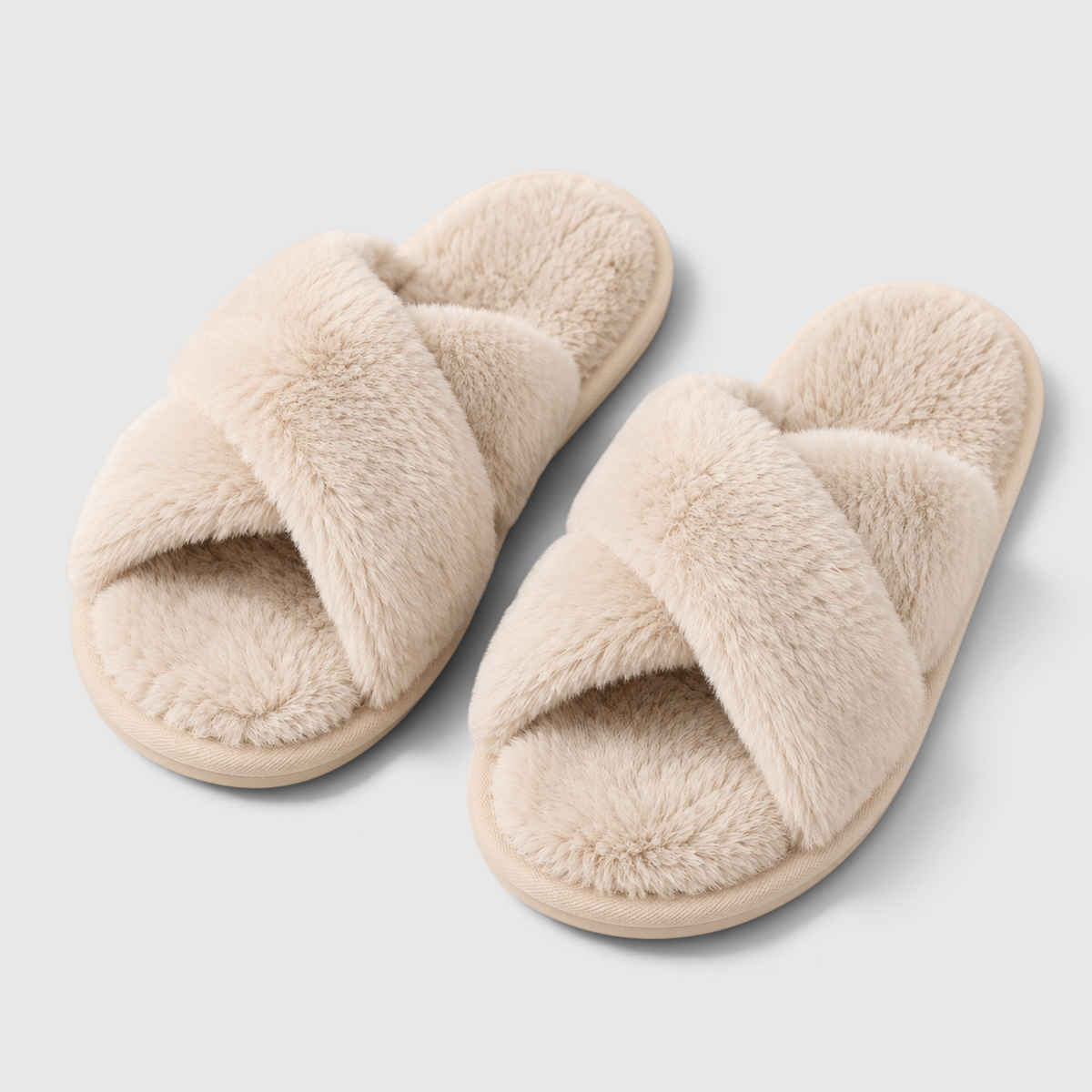 Chaussons Fourrés Croisés Femme – Mules Douces et Légères à Bout Ouvert, Semelle Antidérapante
