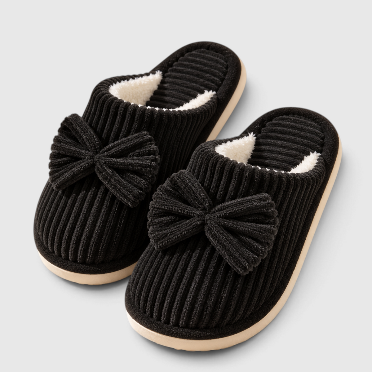 Chaussons Femme à Nœud – Pantoufles Chaudes, Douces et Légères pour l’Intérieur