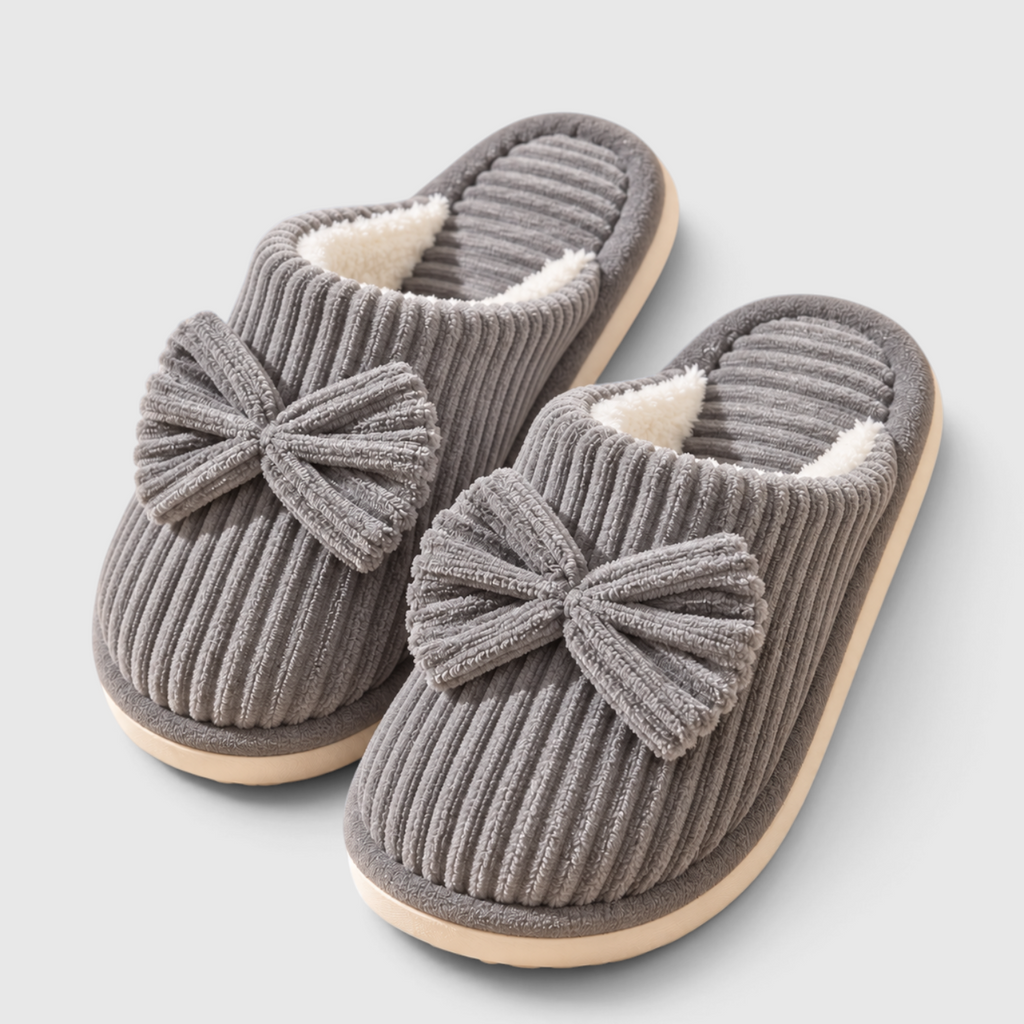 Chaussons Femme à Nœud – Pantoufles Chaudes, Douces et Légères pour l’Intérieur