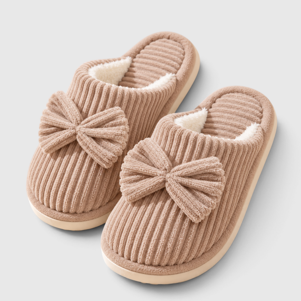 Chaussons Femme à Nœud – Pantoufles Chaudes, Douces et Légères pour l’Intérieur