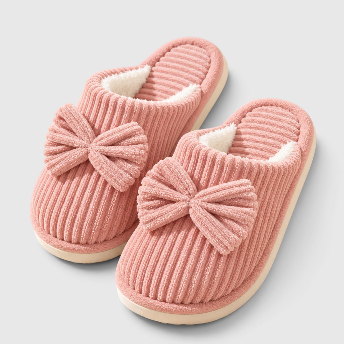Chaussons Femme à Nœud – Pantoufles Chaudes, Douces et Légères pour l’Intérieur