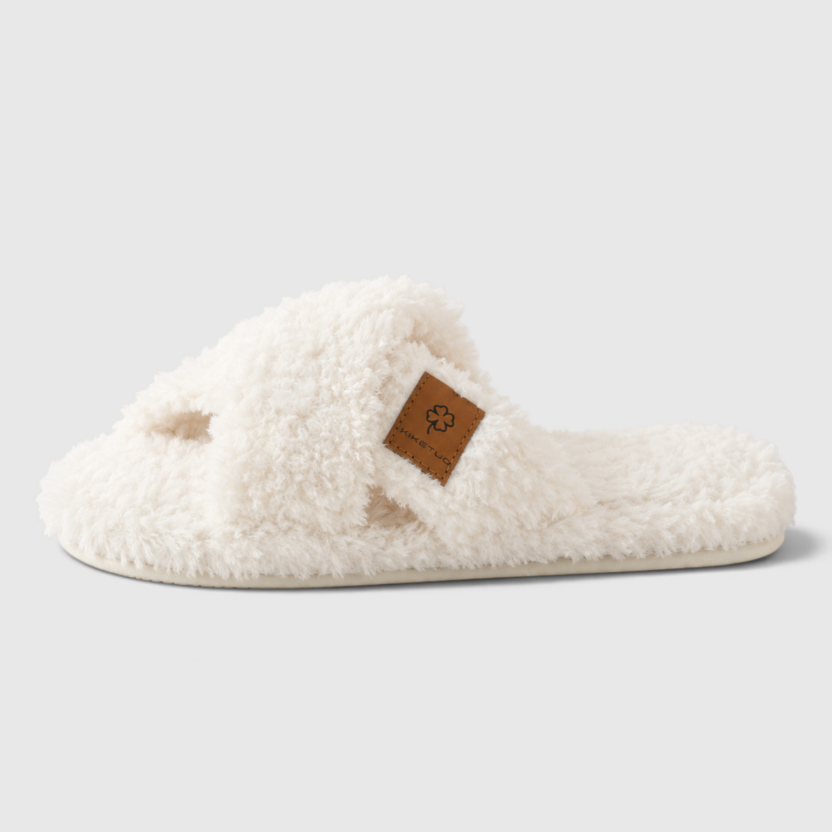 Chaussons Croisés Fourrés Femme – Pantoufles Chaudes à Bout Ouvert, Semelle Souple Antidérapante