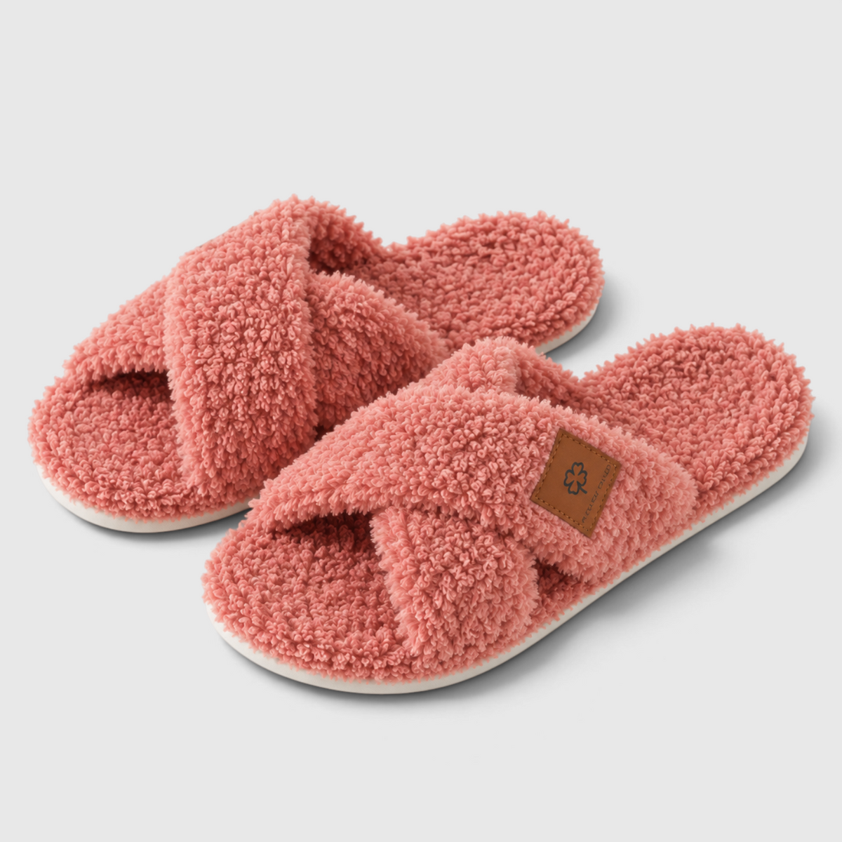 Chaussons Croisés Fourrés Femme – Pantoufles Chaudes à Bout Ouvert, Semelle Souple Antidérapante