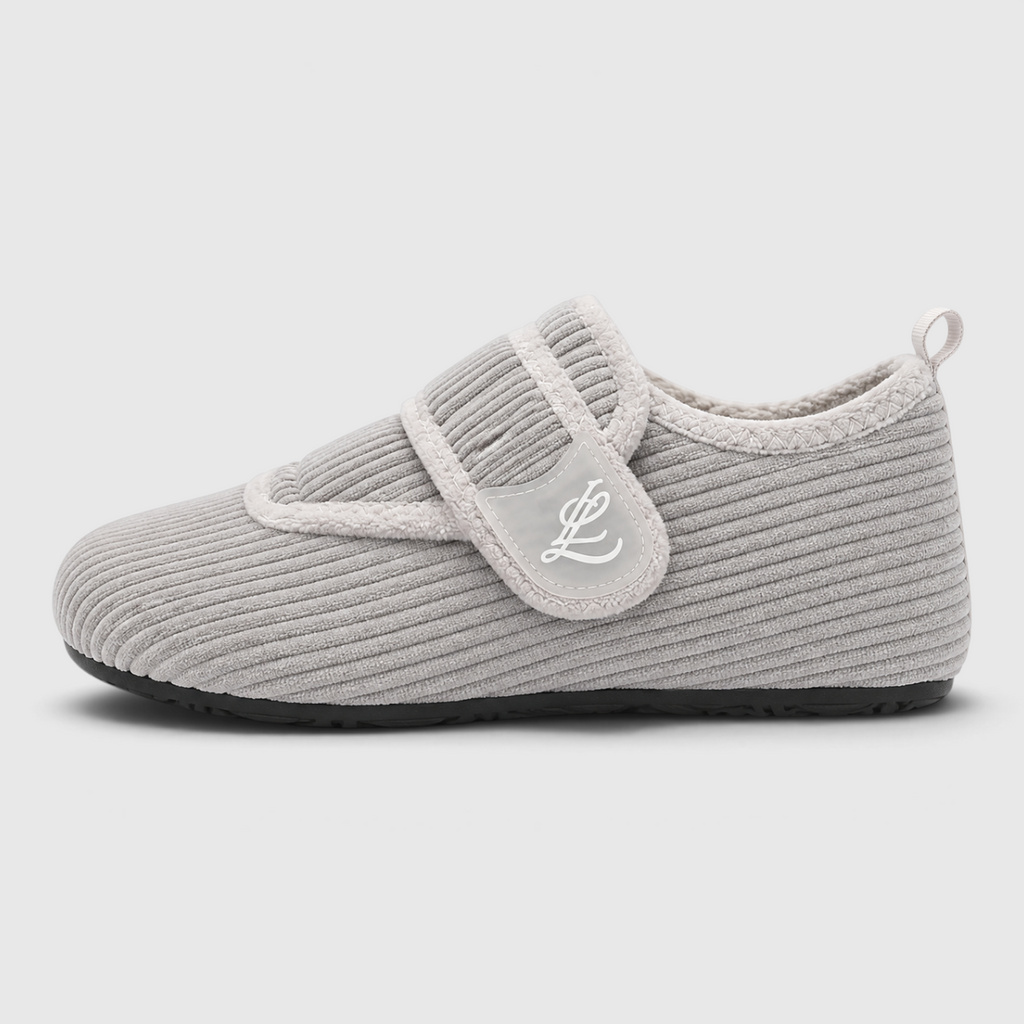 Chaussons souples ergonomiques pour pieds larges – Chaussons chaussettes réglables à scratch, semelle fine antidérapante