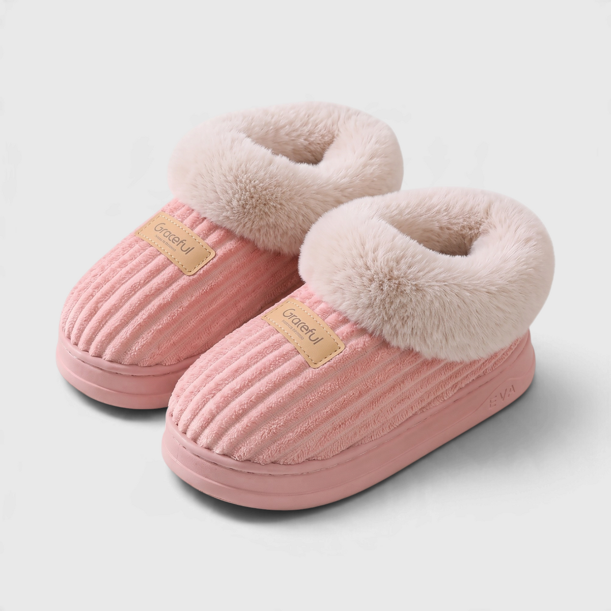 Chaussons Bottines Montants Fourrés en Velours Côtelé – Chaleur, Moelleux & Confort Hiver Femme