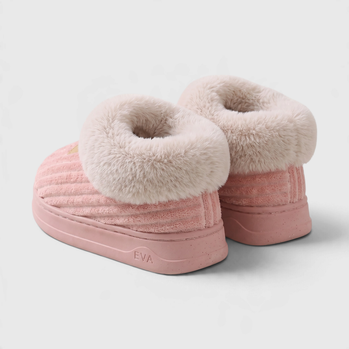 Chaussons Bottines Montants Fourrés en Velours Côtelé – Chaleur, Moelleux & Confort Hiver Femme