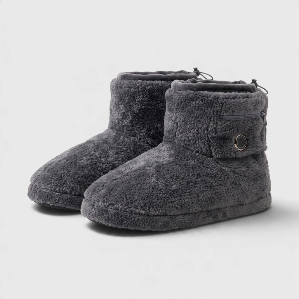 Chaussons Bottines Chauffants Électriques USB en Peluche – 5 Niveaux de Chaleur, Confort & Hiver Mixte