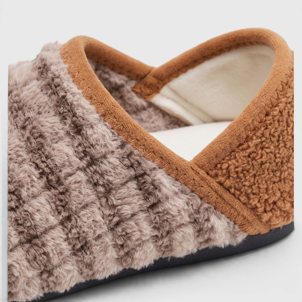 Chaussons Plats Souples Pieds Larges — Maille Côtelée Douce & Semelle Caoutchouc Antidérapante