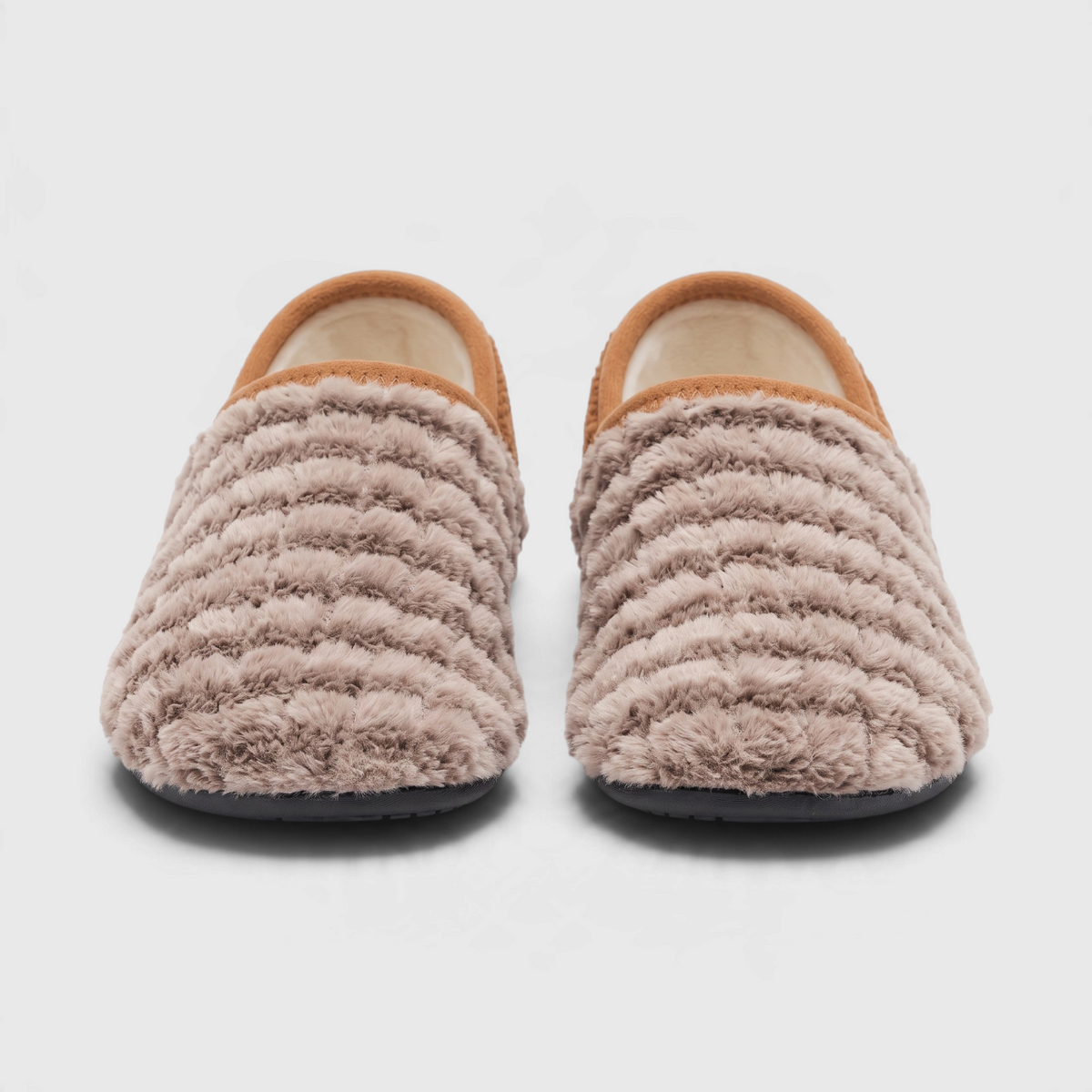 Chaussons Plats Souples Pieds Larges — Maille Côtelée Douce & Semelle Caoutchouc Antidérapante