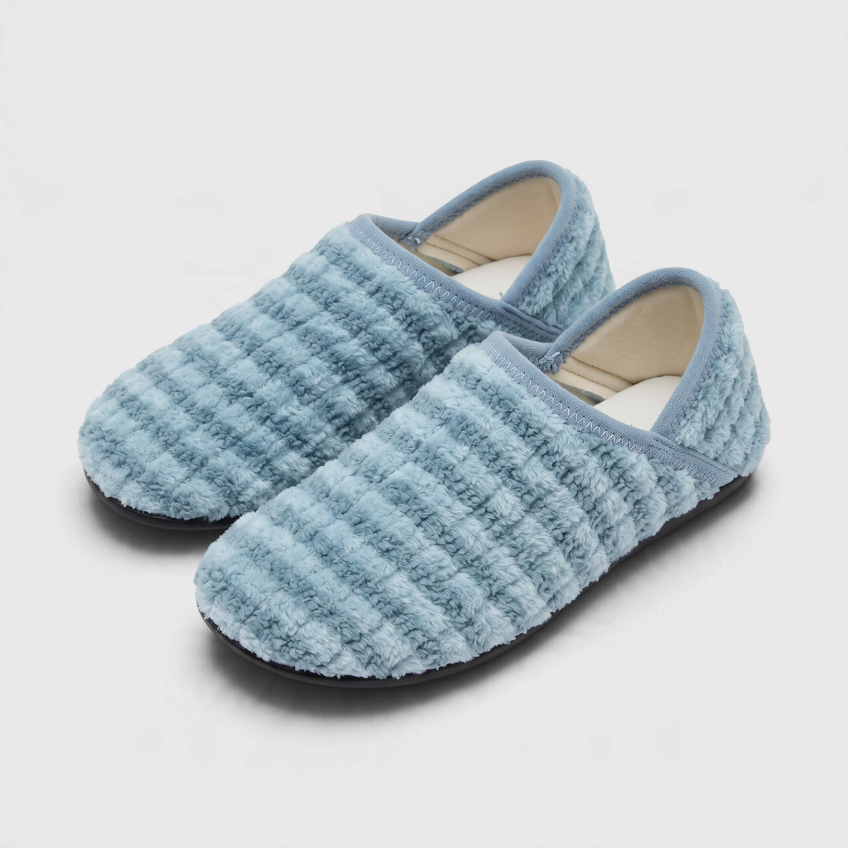 Chaussons Plats Souples Pieds Larges — Maille Côtelée Douce & Semelle Caoutchouc Antidérapante