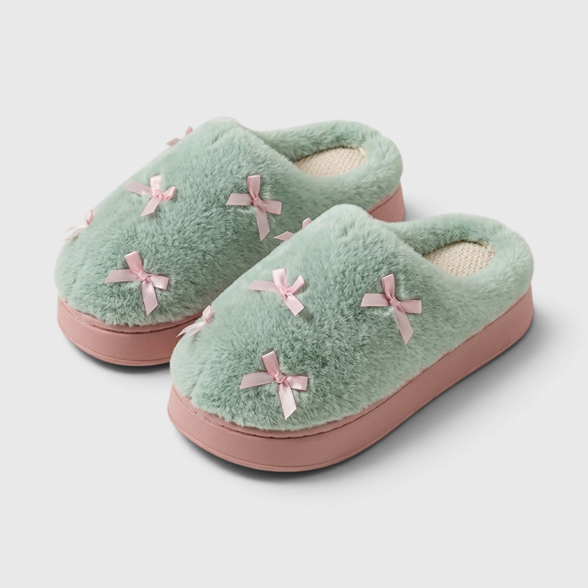Chaussons Sabots Moelleux d'Intérieur à Nœuds pour Femme – Confort Cocooning & Semelle Épaisse Antidérapante
