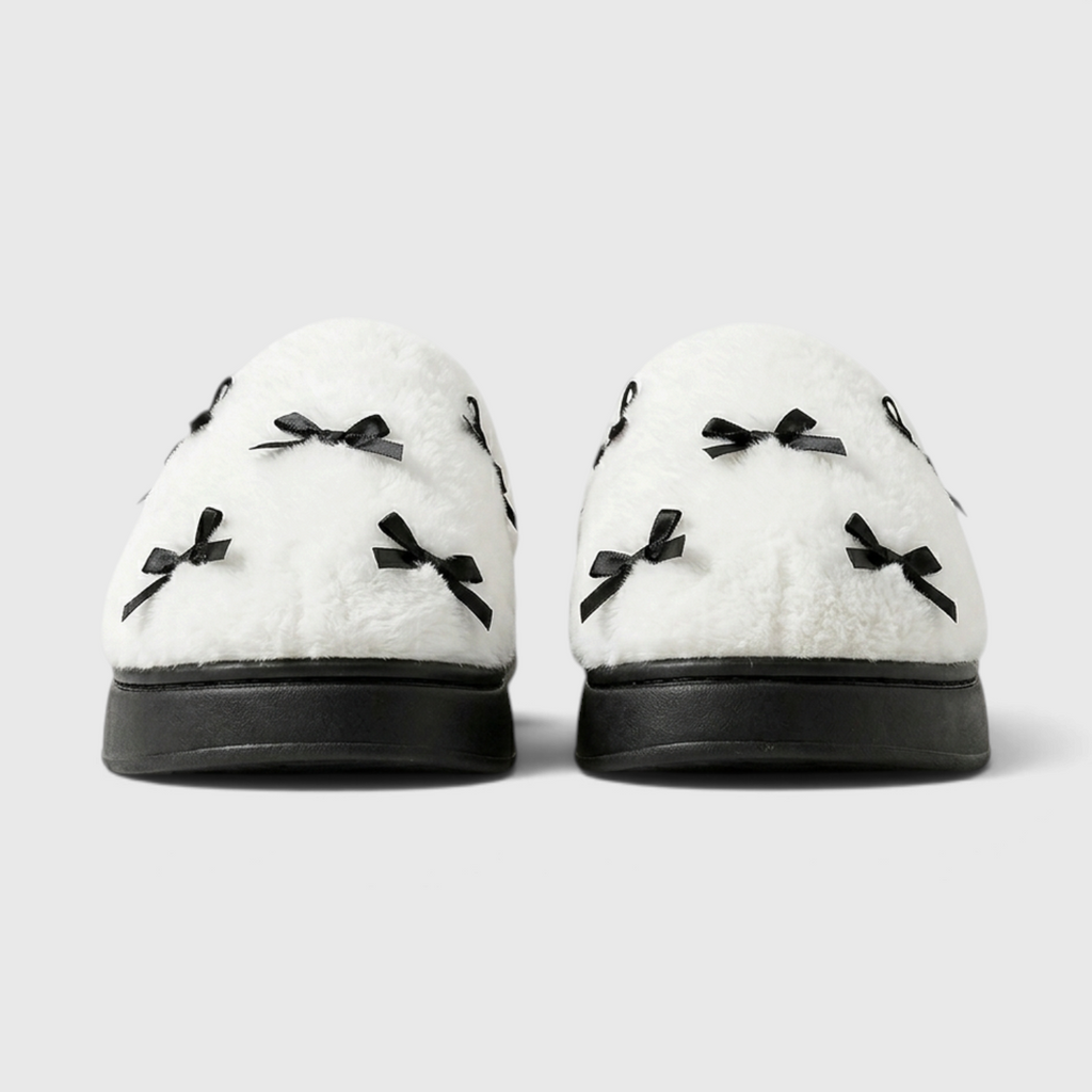 Chaussons Sabots Moelleux d'Intérieur à Nœuds pour Femme – Confort Cocooning & Semelle Épaisse Antidérapante