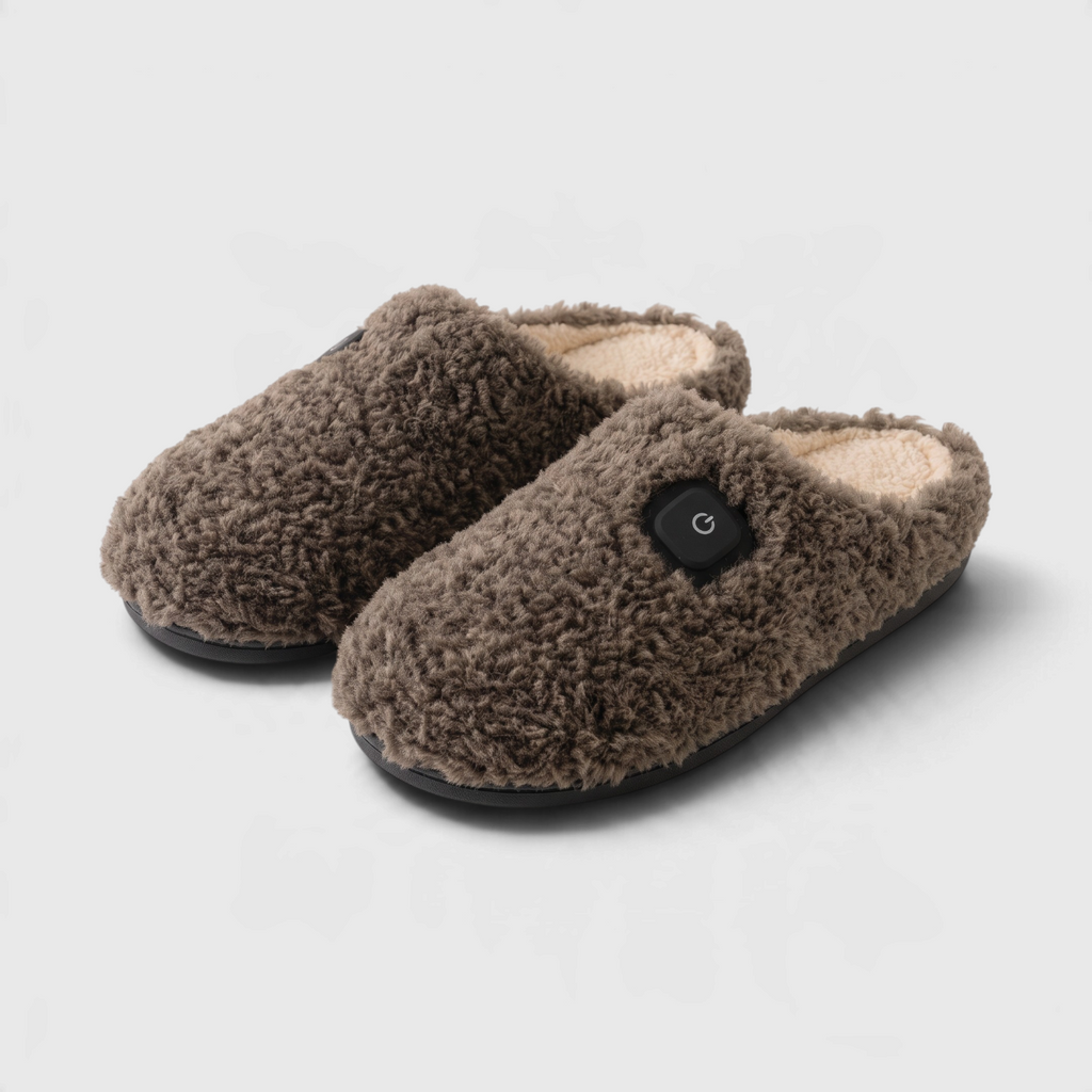 Chaussons chauffants électriques rechargeables pour femme – Mules d'intérieur thermiques en polaire bouclée avec minuterie, doux et ultra confortables