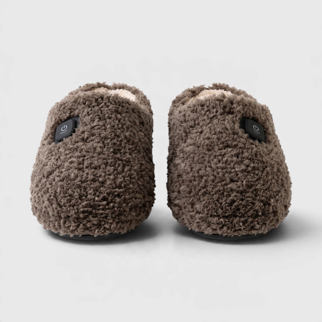 Chaussons chauffants électriques rechargeables pour femme – Mules d'intérieur thermiques en polaire bouclée avec minuterie, doux et ultra confortables