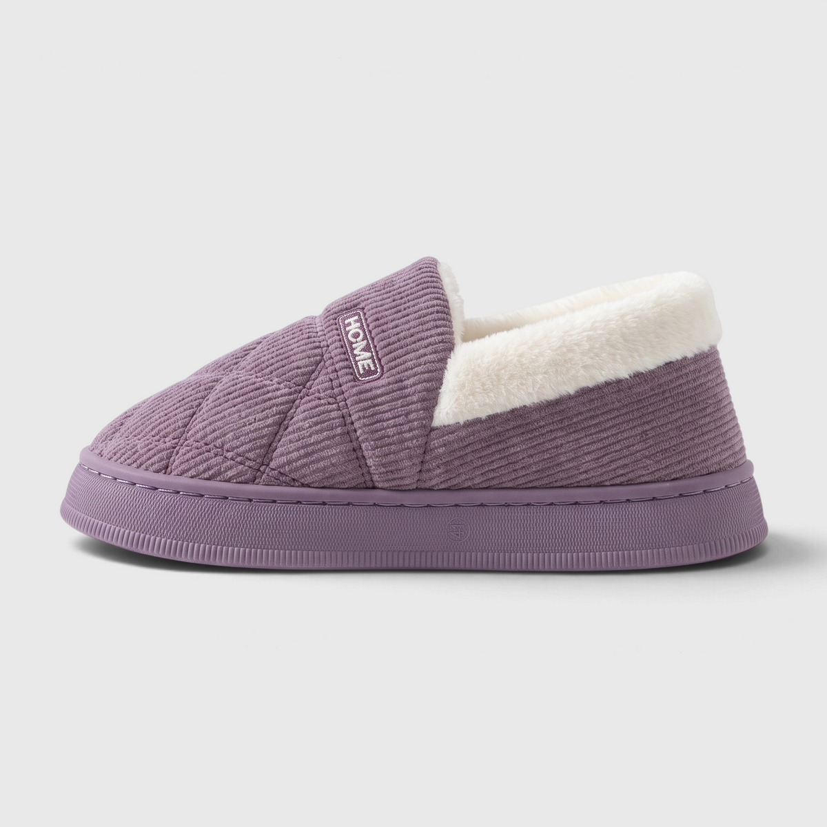 Chaussons femme fermés en velours côtelé matelassé – Pantoufles d'hiver chaudes et douces à semelle épaisse antidérapante