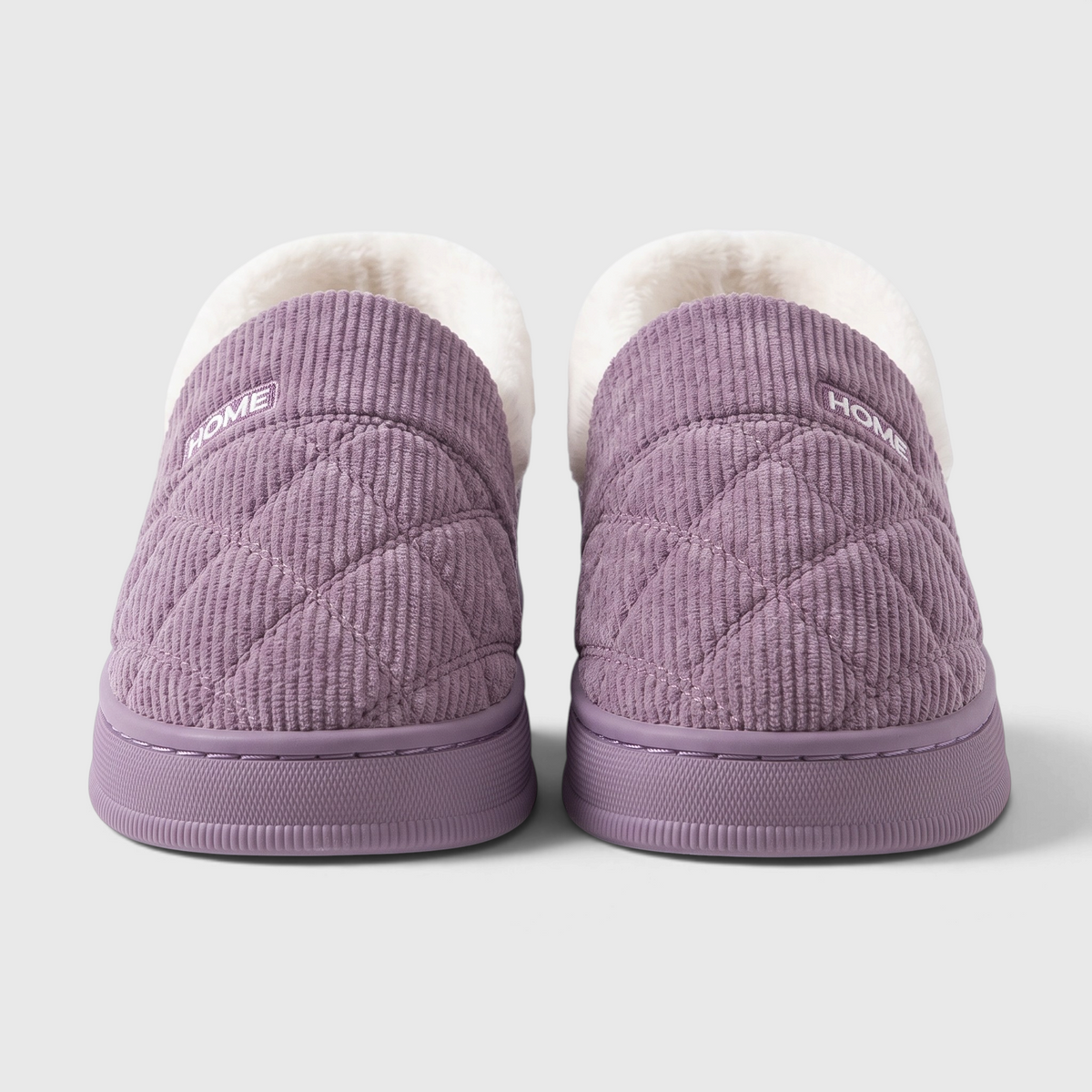 Chaussons femme fermés en velours côtelé matelassé – Pantoufles d'hiver chaudes et douces à semelle épaisse antidérapante