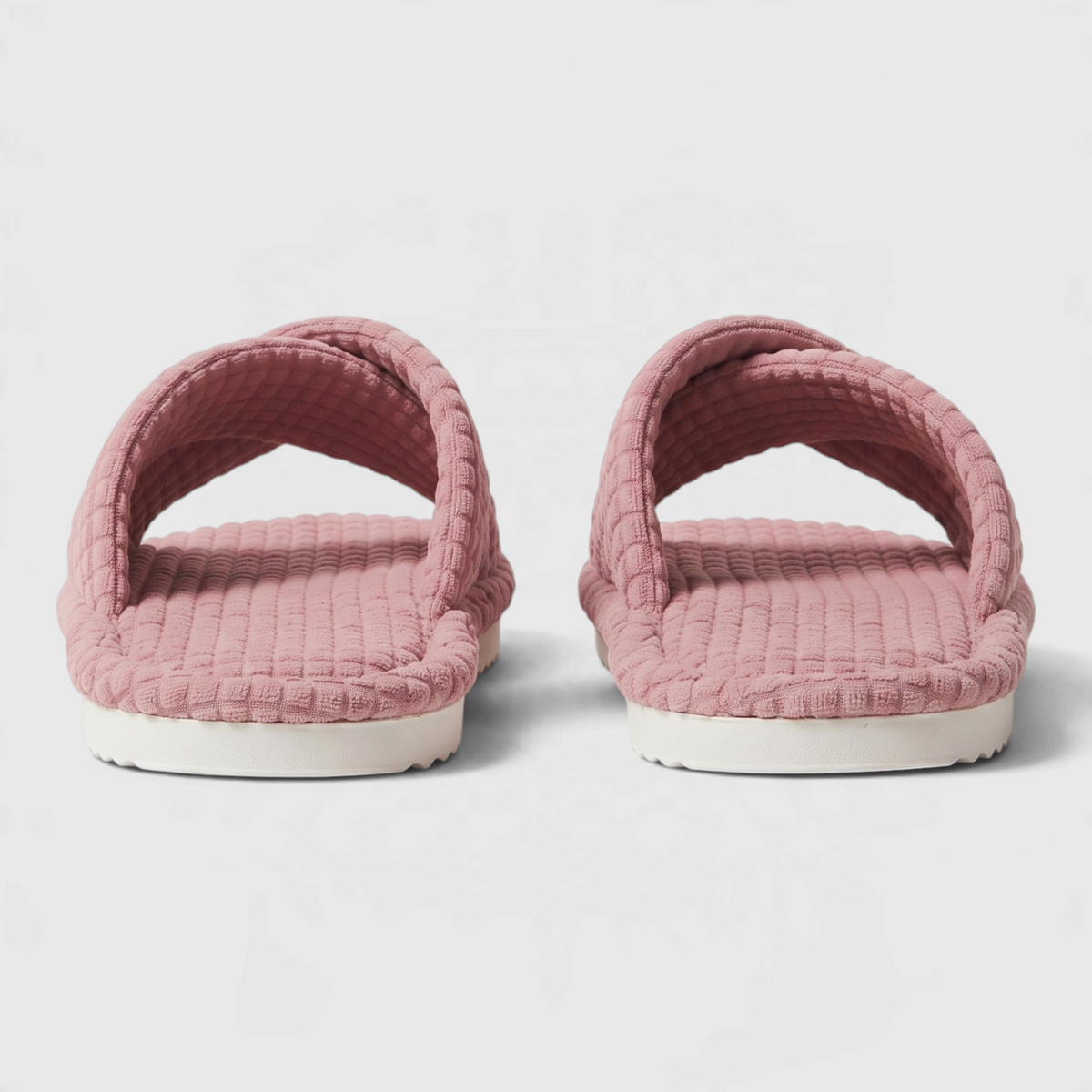 Chaussons mules d'intérieur à brides croisées en tissu gaufré pour femme – Sandales douces à bout ouvert, légères et confortables pour la maison et le spa