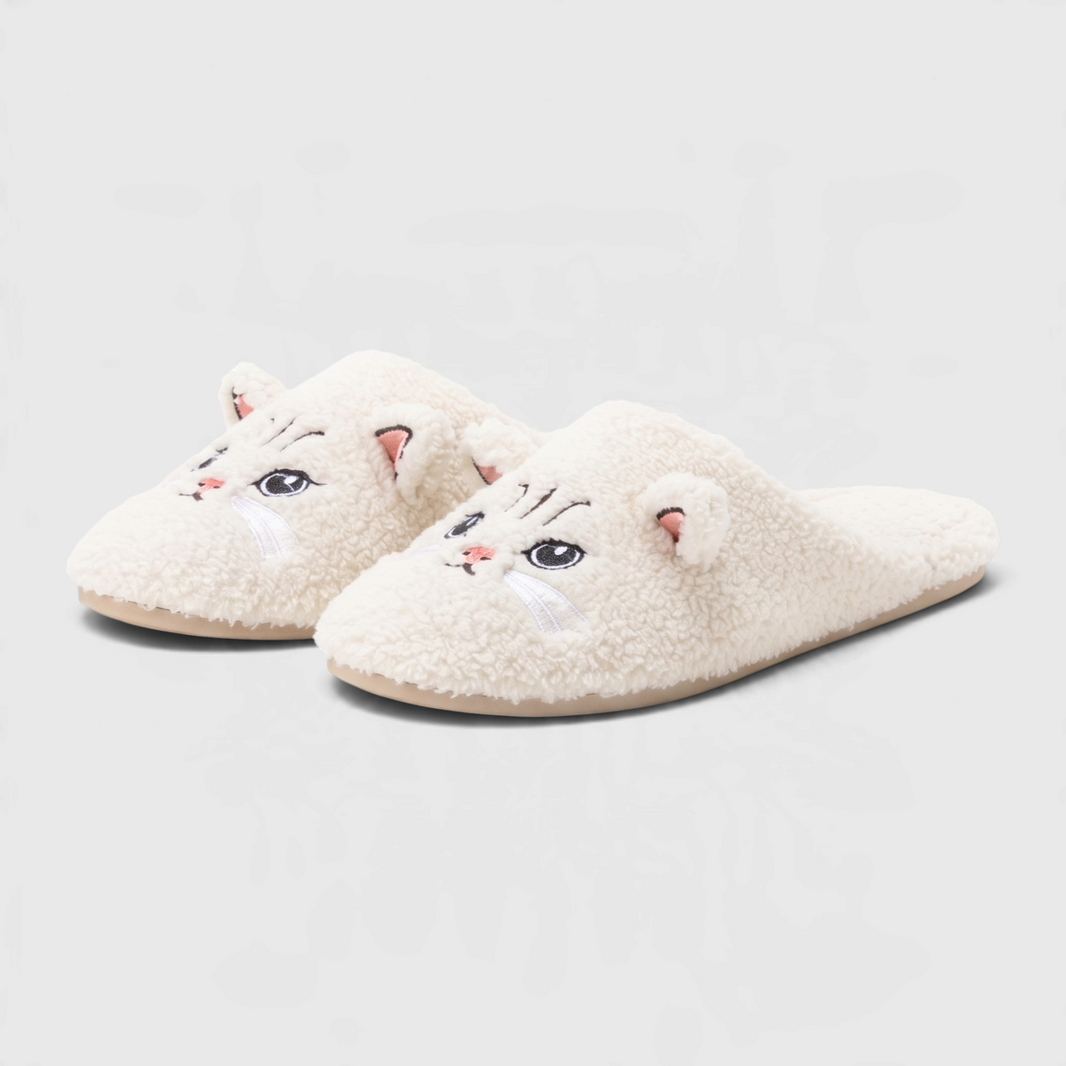 Chaussons peluche motif chat pour femme – Pantoufles d'intérieur d'hiver chaudes, douces et antidérapantes
