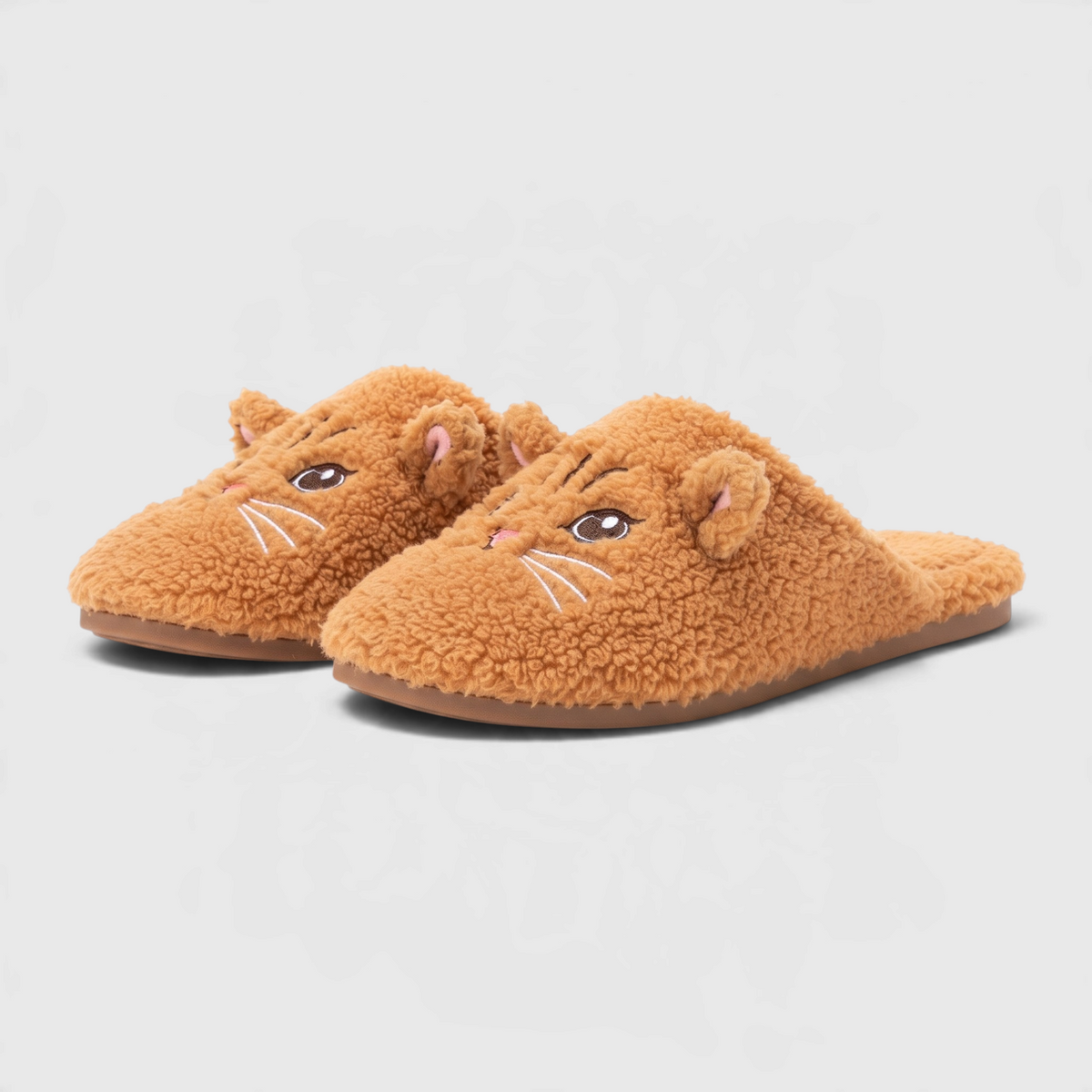 Chaussons peluche motif chat pour femme – Pantoufles d'intérieur d'hiver chaudes, douces et antidérapantes