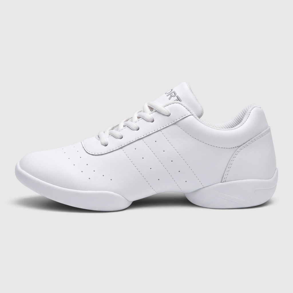 Chaussures de danse et cheerleading femme à semelle scindée – Baskets souples en cuir synthétique perforé pour jazz, fitness, studio et entraînement