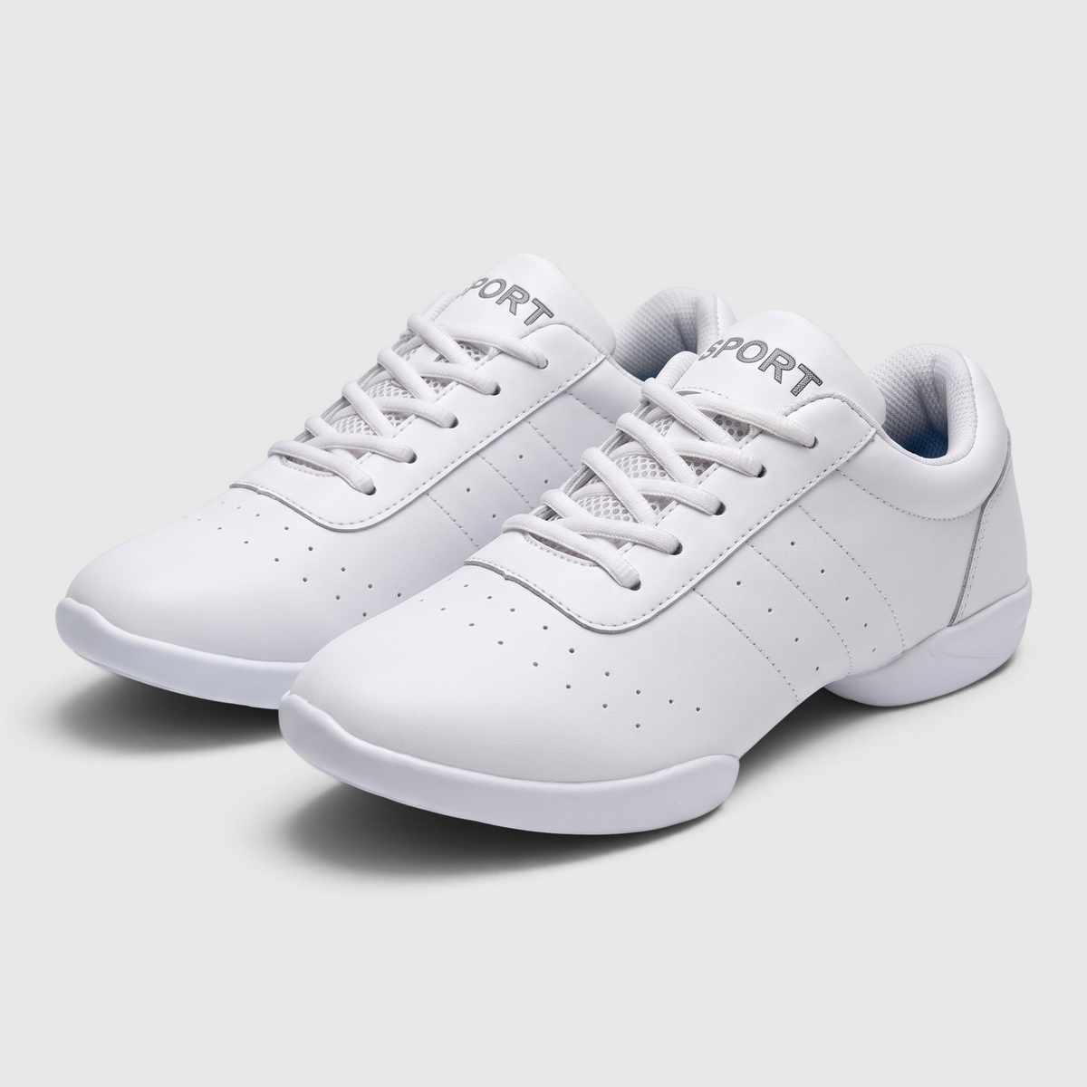 Chaussures de danse et cheerleading femme à semelle scindée – Baskets souples en cuir synthétique perforé pour jazz, fitness, studio et entraînement