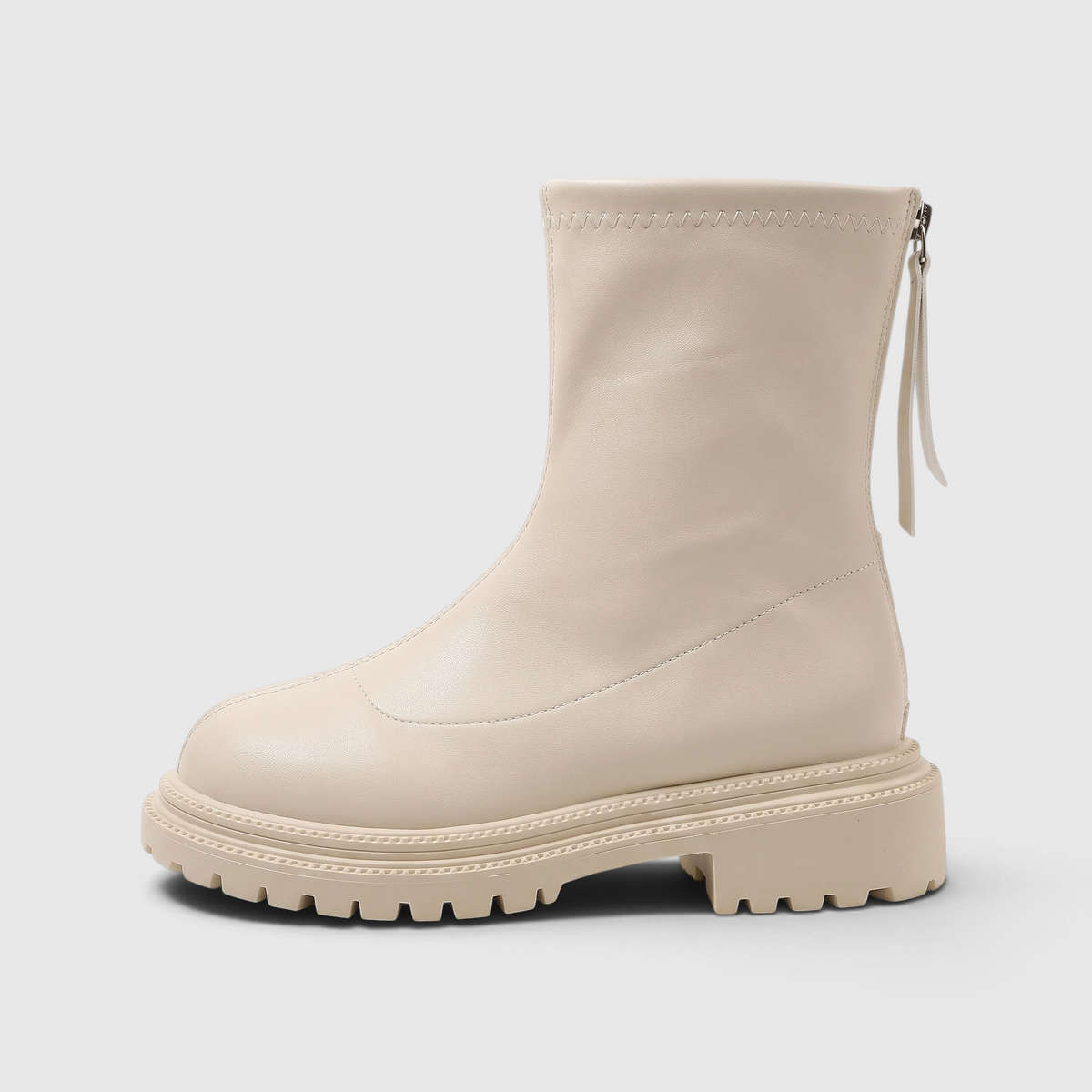 Bottines Chelsea Montantes en Cuir Souple avec Zip Arrière & Semelle Crantée – Élégance & Marche Femme