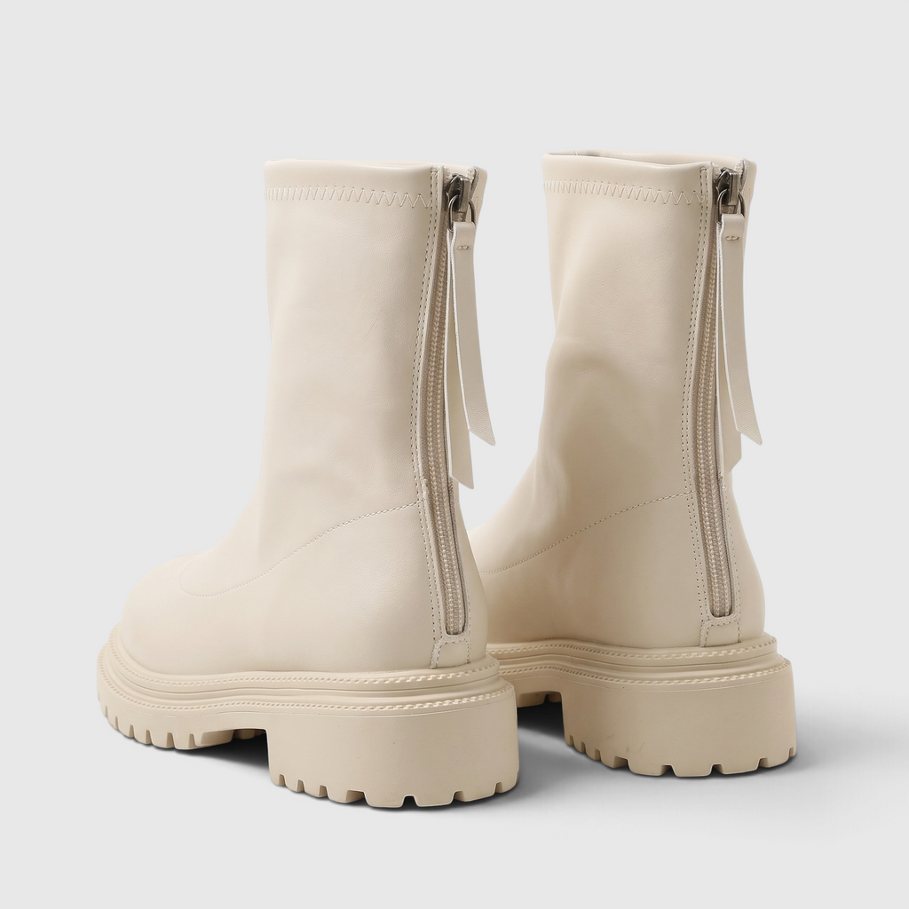 Bottines Chelsea Montantes en Cuir Souple avec Zip Arrière & Semelle Crantée – Élégance & Marche Femme