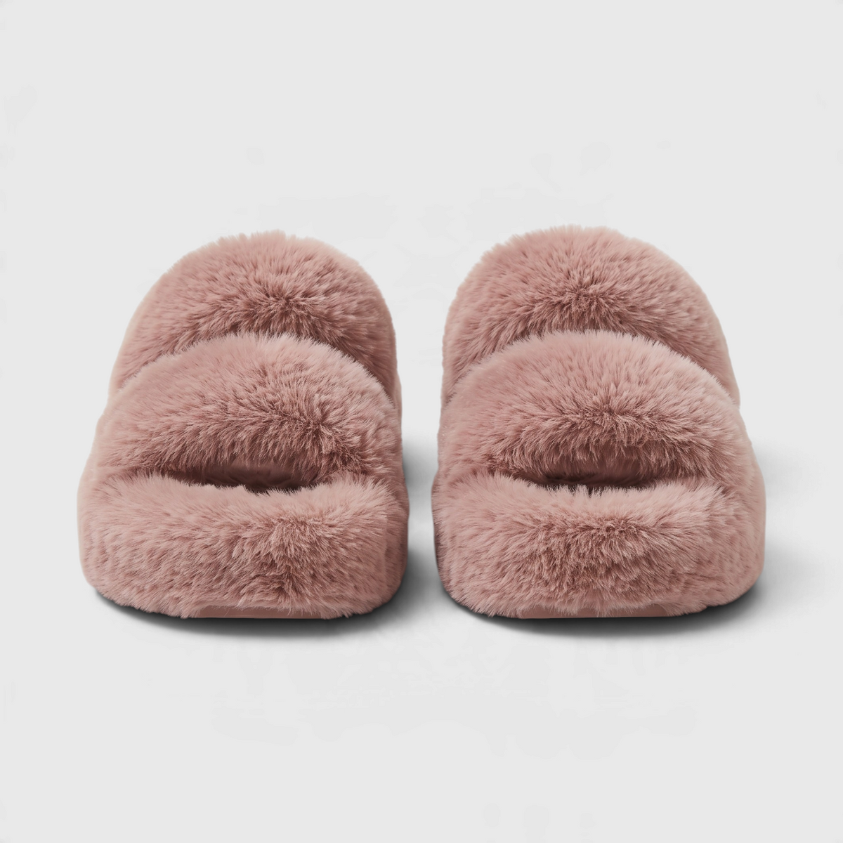 Claquettes Mules Plateforme en Fausse Fourrure Pelucheuse à Double Bride – Douceur, Moelleux & Maison Femme