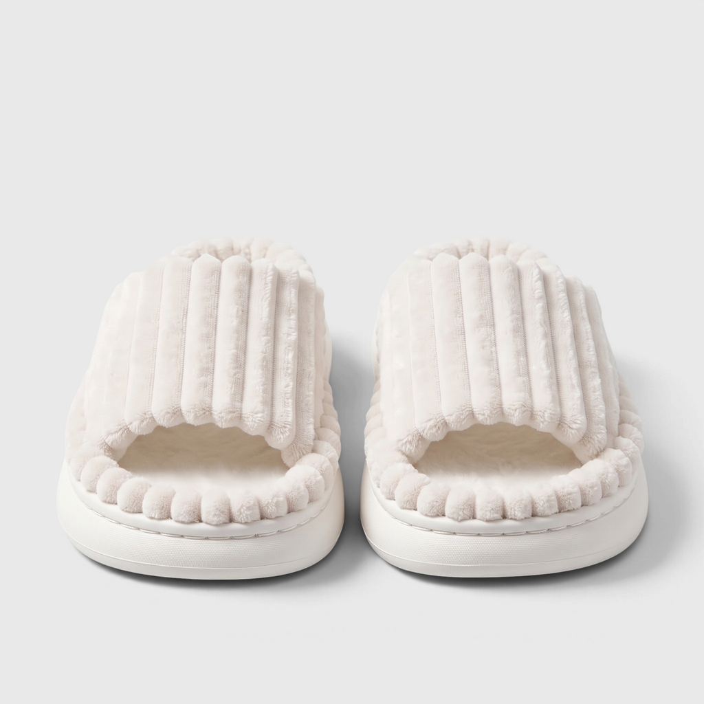 Claquettes femme d'intérieur en velours côtelé à plateforme – Mules d'hiver douces, chaudes et confortables à semelle épaisse EVA