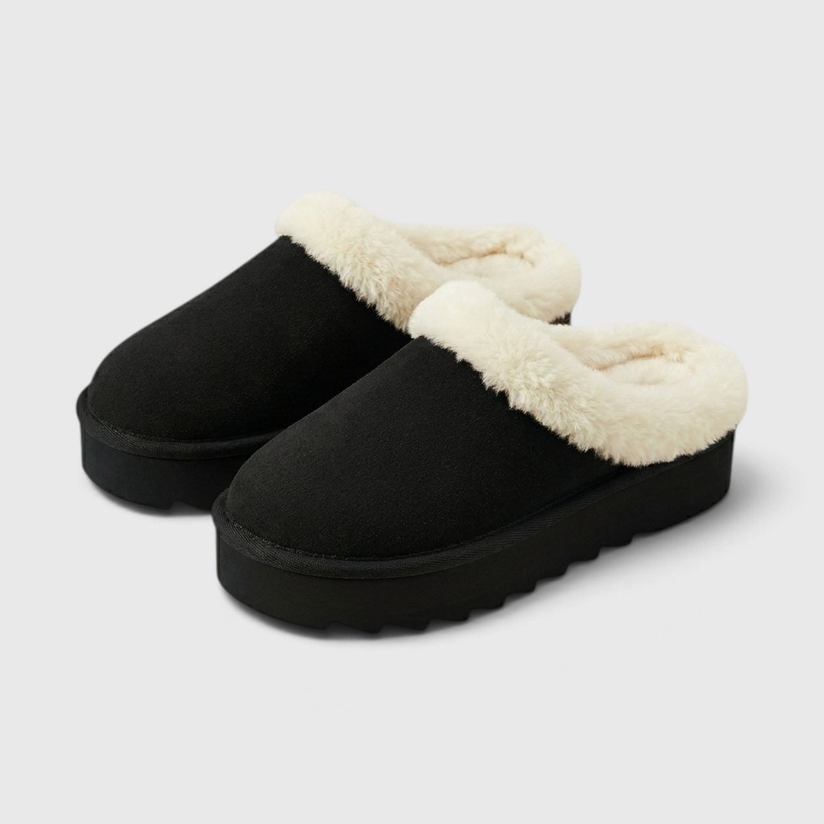 Mules Sabots Fourrées d'Hiver à Semelle Épaisse pour Femme – Suédine & Confort Moelleux