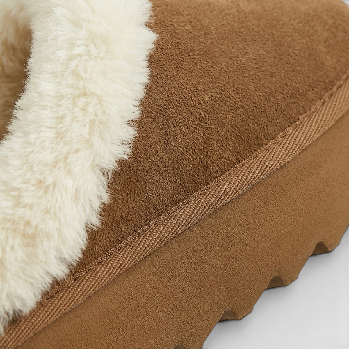 Mules Sabots Fourrées d'Hiver à Semelle Épaisse pour Femme – Suédine & Confort Moelleux