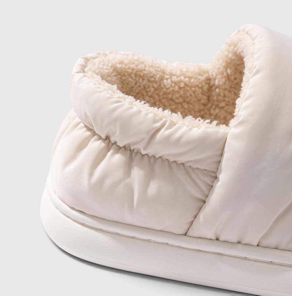 Chaussons femme effet doudoune à talon fermé – Chaussures douces, chaudes et confortables