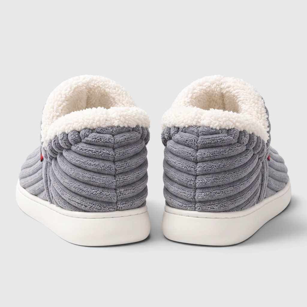 Chaussons Montants Fourrés en Velours Côtelé Femme & Homme – Bottines Douces et Chaudes à Semelle Antidérapante