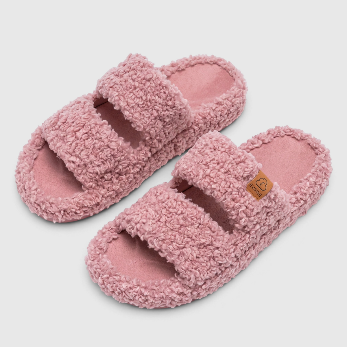 Chaussons Fourrés Femme – Mules Chaudes à Bout Ouvert, Semelle Souple Antidérapant