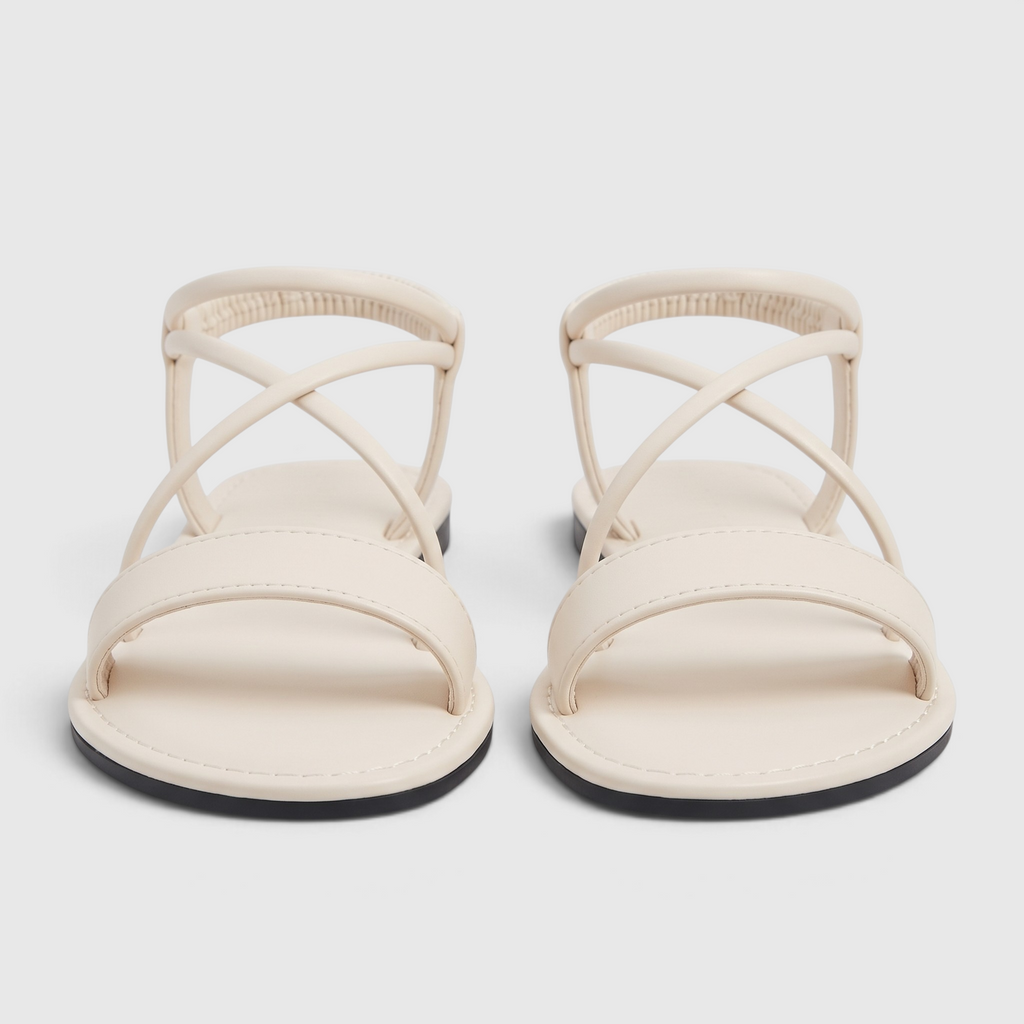 Sandales plates femme à brides croisées et élastique arrière – Nu-pieds d'été souples, légers et confortables pour plage et vacances