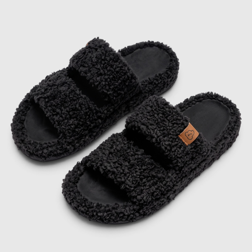 Chaussons Fourrés Femme – Mules Chaudes à Bout Ouvert, Semelle Souple Antidérapant