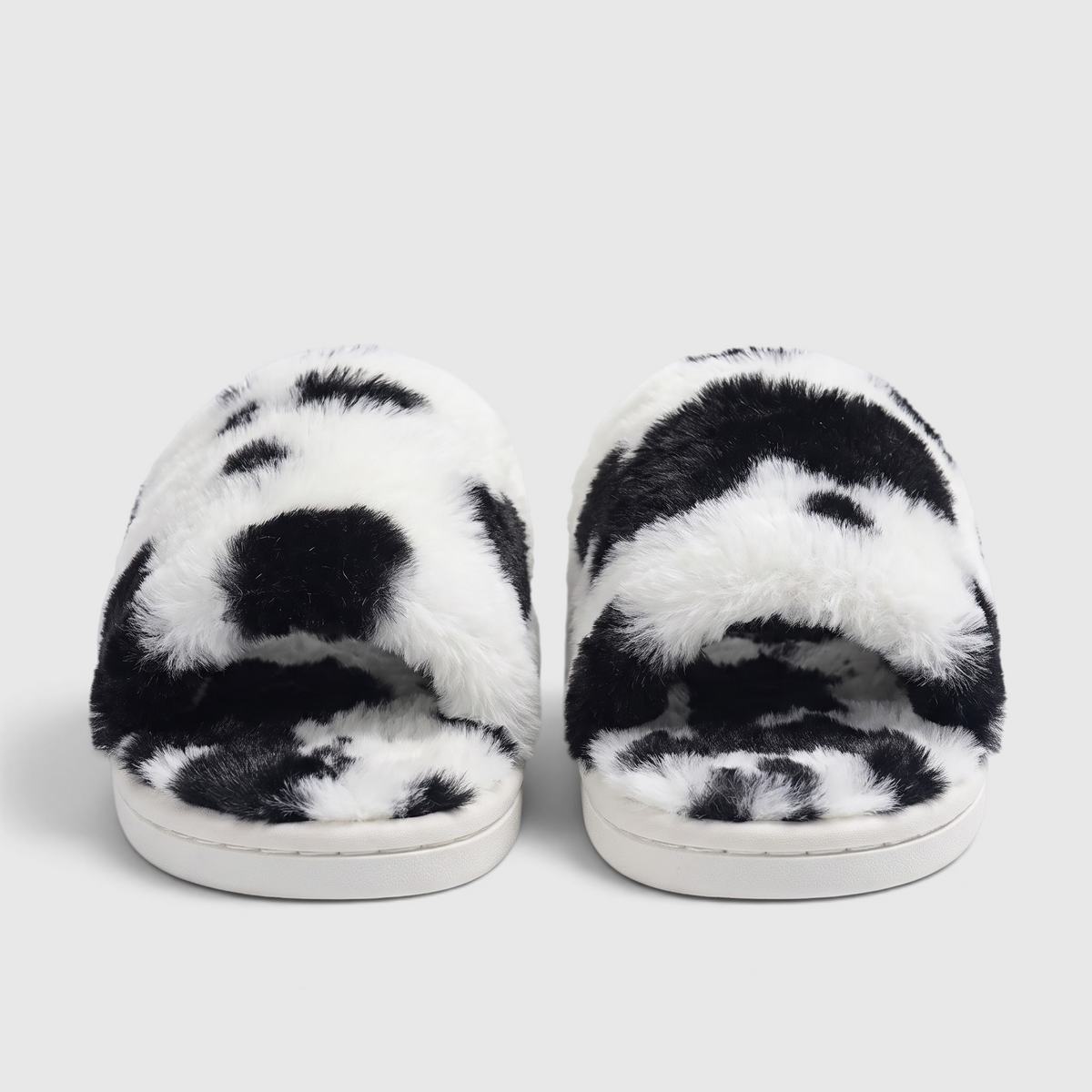 Chaussons femme en fausse fourrure imprimée – Mules douces et confortables à semelle plateforme